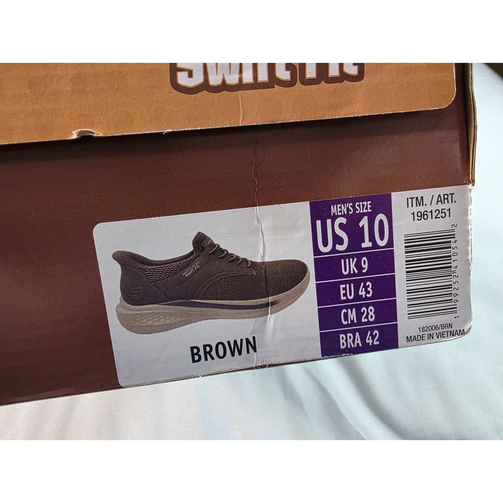 Skechers Swift Fit Hands Free Slip-ins Mens 10 Brown Sneakers NEW